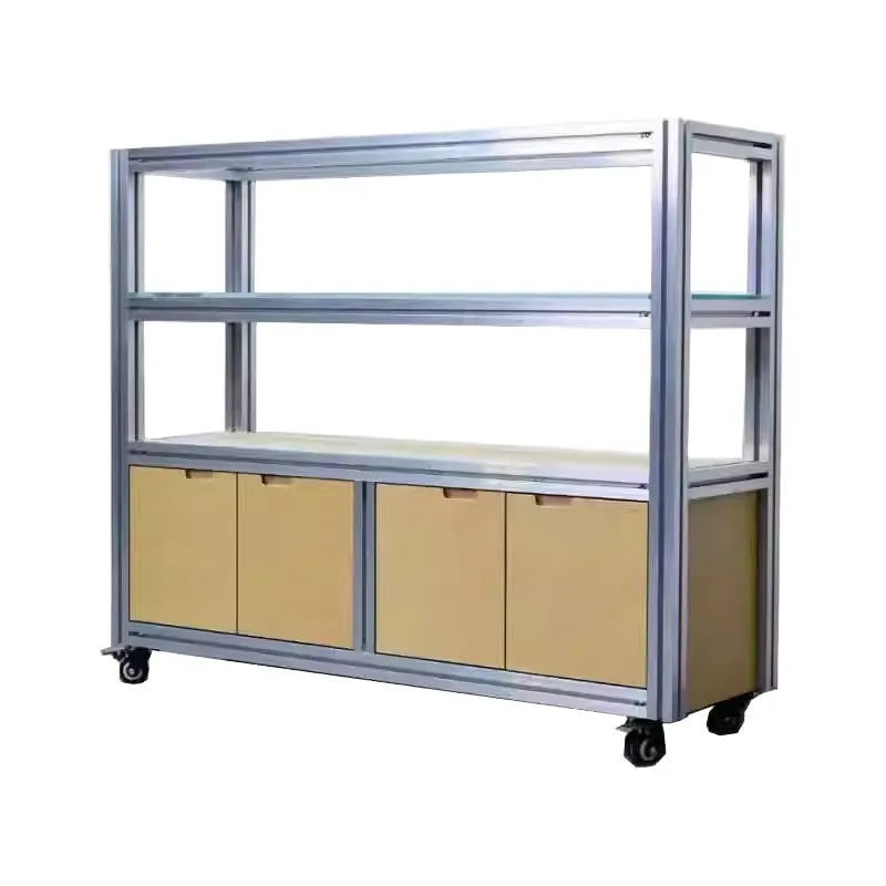 

Aluminum alloy birch with glass shelf display case display shelf multi-layer bedside table product sample booth
