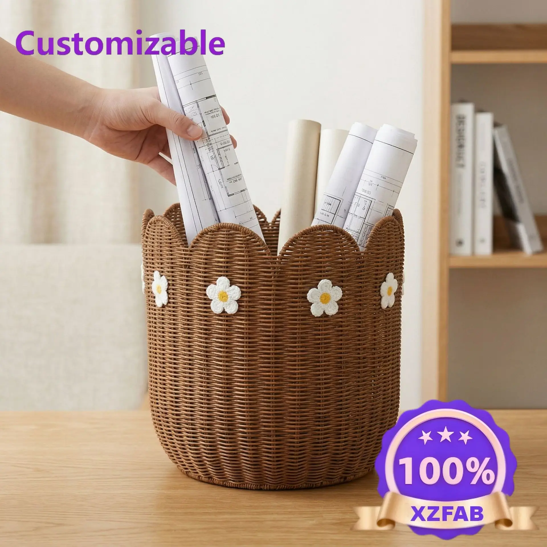 Factory Direct 2026 Cross-border rattan storage basket Home furnishing B & B decorative toys sundries storagebasket Hand-woven