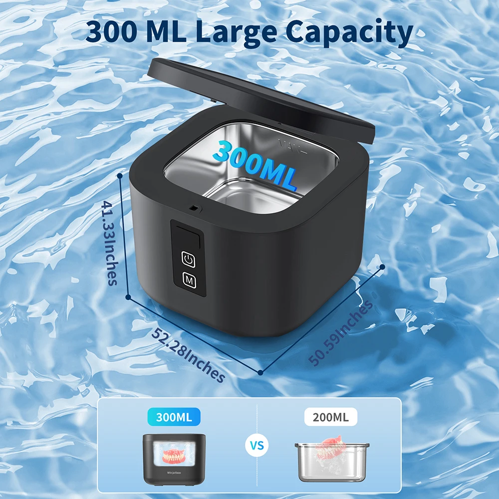 KUNPHY Dental Ultrasonic Retainer Cleaner Machine with UV Light Digital Timer for Denture Mouth Guard Aligner Night Guard 300ML