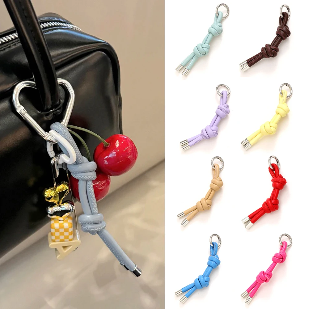 INS Korean Leather Rope Pendant Chain Keychain Woven Rope Bag Pendant Phone Hanging Rope Gift Y2K Jewelry Keychain Accessories