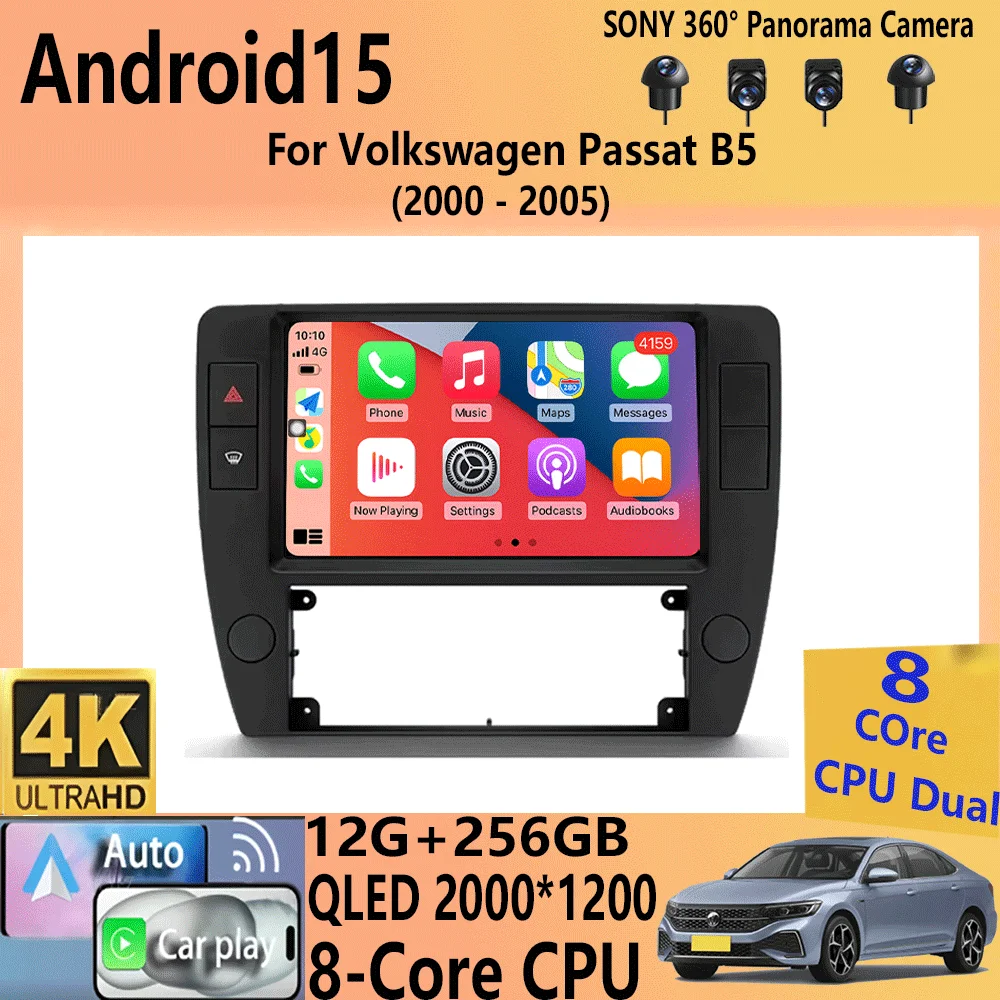 

Car Radio Android 15 Carplay For Volkswagen Passat B5 2000 2001 2002 - 2005 Navigation GPS Multimedia Player WiFi+4G stereo BT