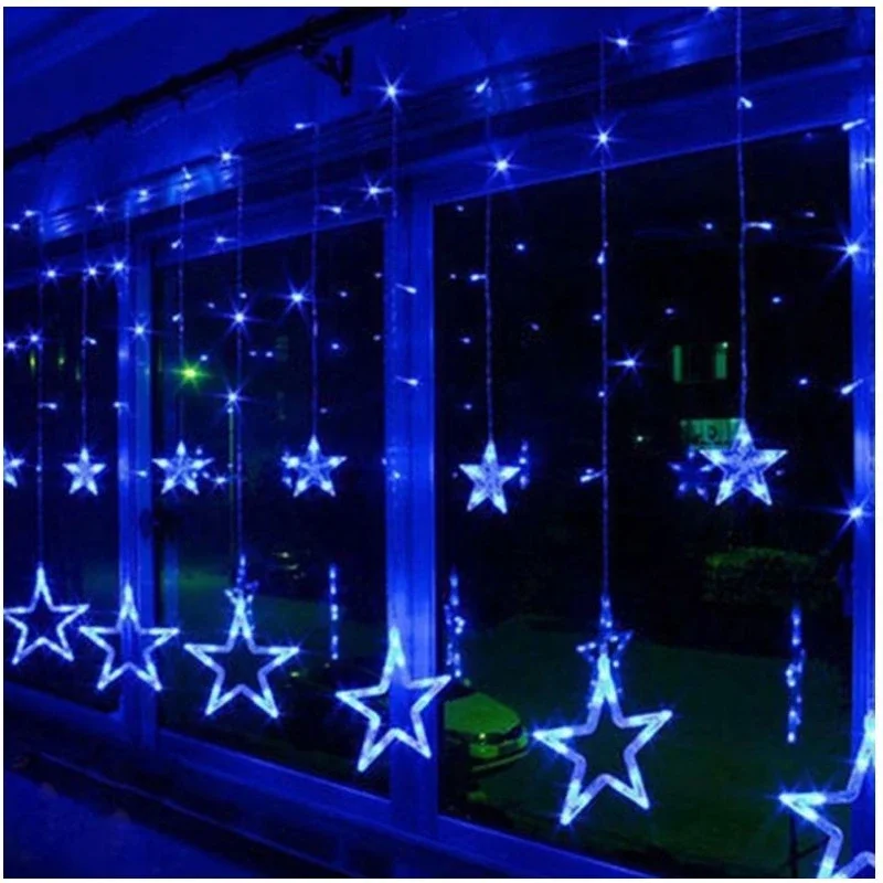 ستارة LED سلسلة ضوء الجنية جليد 2.5 متر نجمة عيد الميلاد جارلاند حفل زفاف نافذة في الهواء الطلق ضوء عطلة الزينة