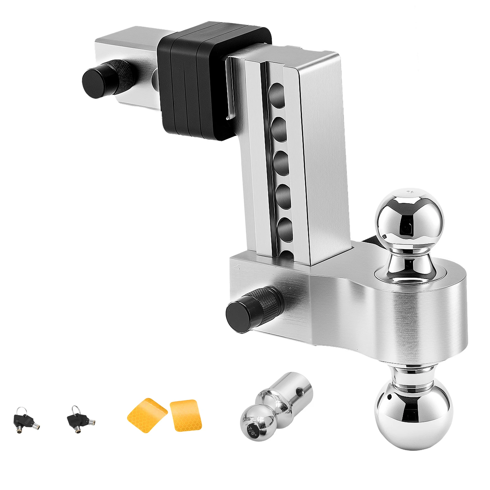 Adjustable Trailer Hitch, 6-Inch Drop Hitch, Tri-Ball Mount for 2-Inch Hitch Receiver, Trailer Ball Size 1-7/8