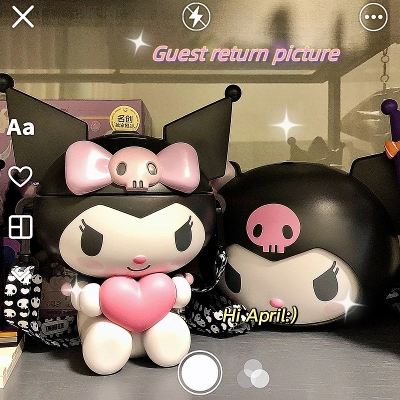 Sanrio Kawaii Kuromi kubek na wodę kreskówka wiadro popcornu Anime słodkie plastikowe przenośny czajnik dziewczyny uczeń piękne prezenty dla