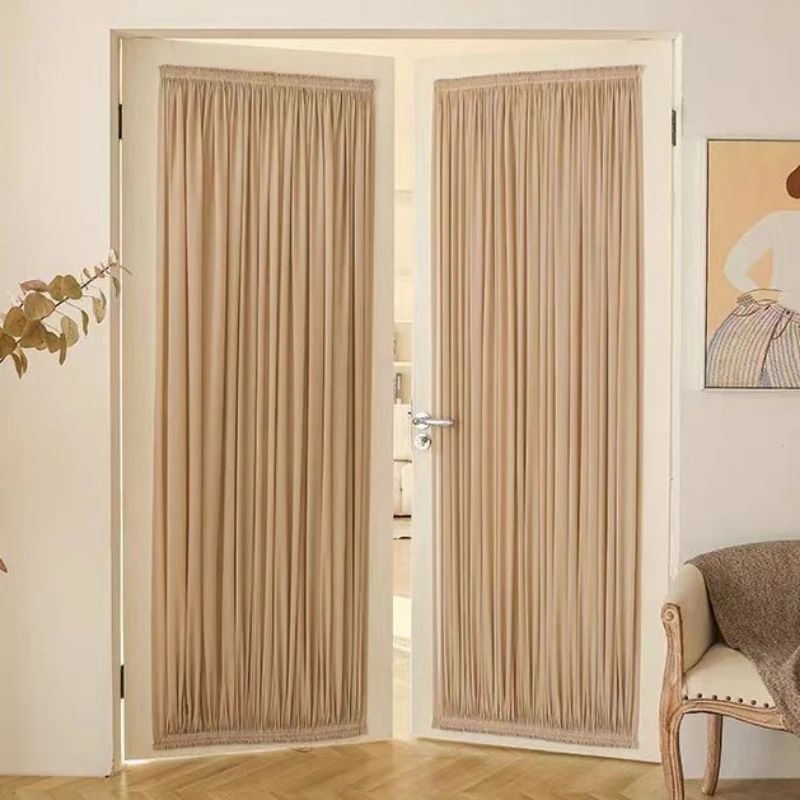 French style rod door curtains high precision solid color European solid color door Curtains for Living Dining room Bedroom