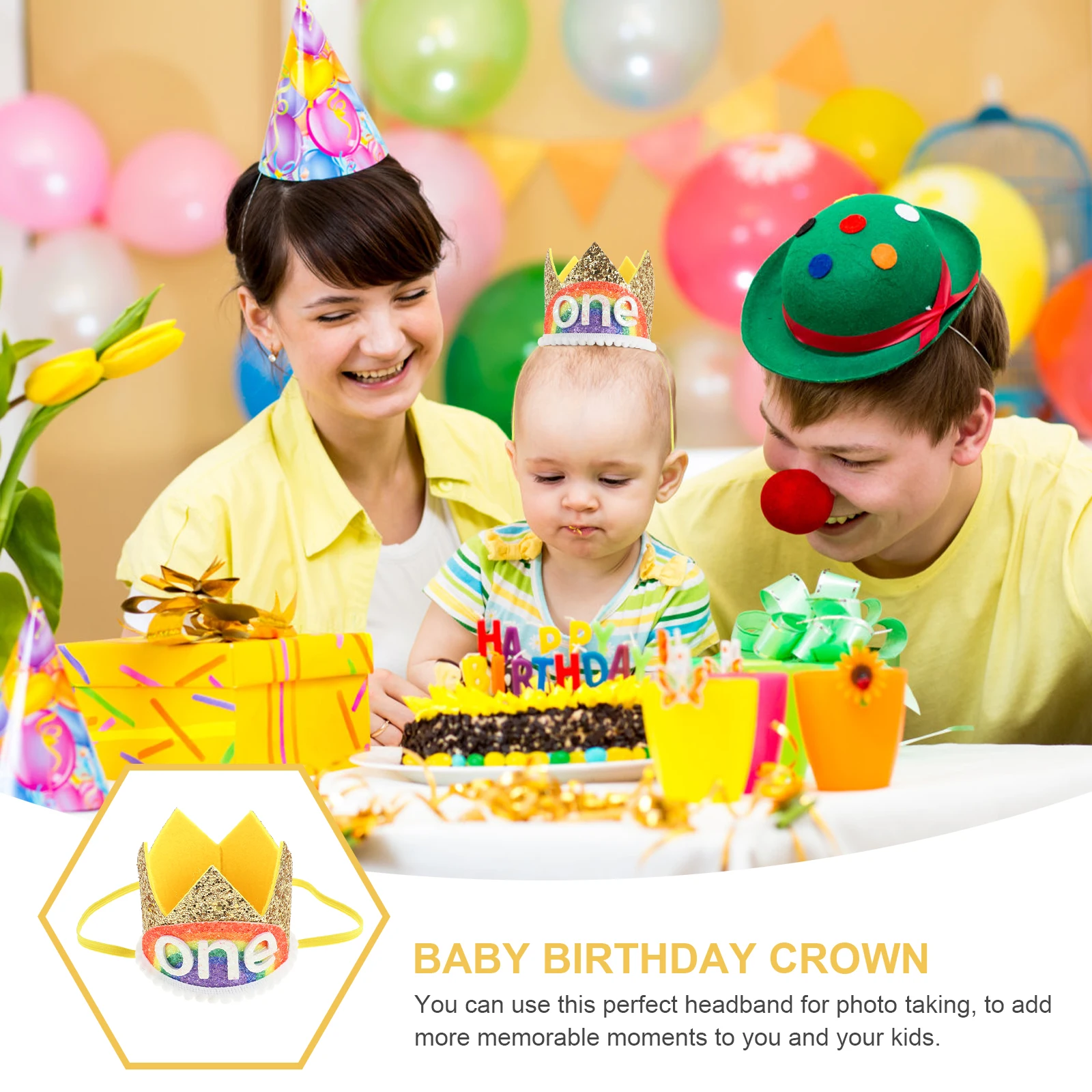 

Rainbow Crown Hairband Toddler Baby Boy Birthday Accessories for Kids Headdress Girls Hat