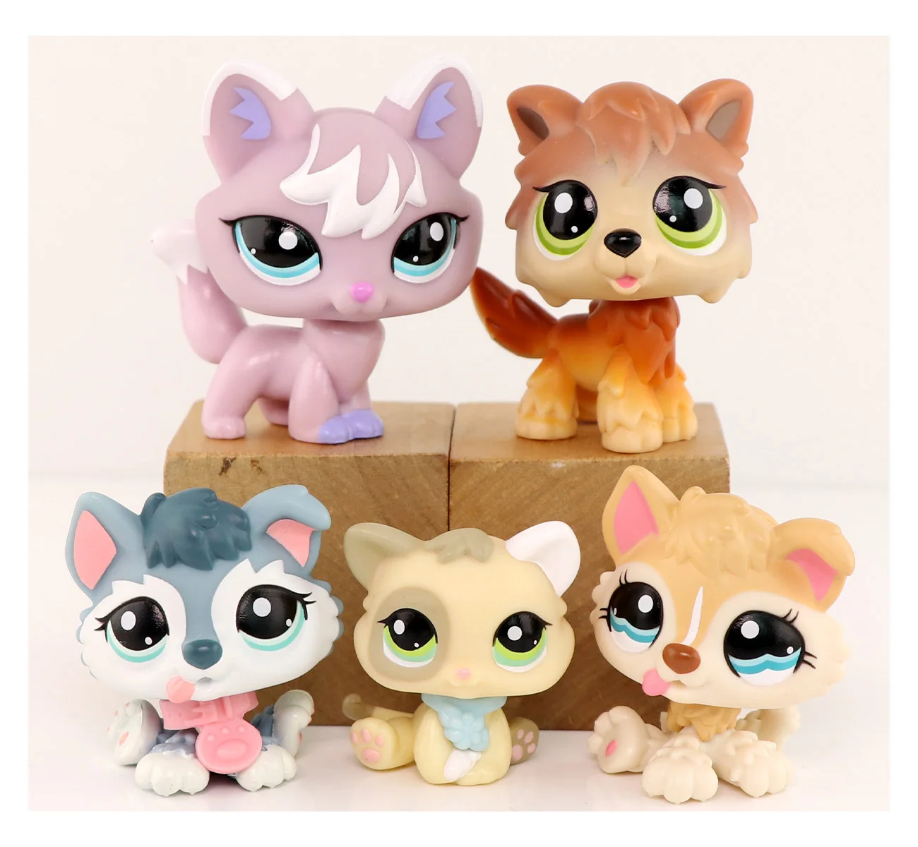 5pcs Pack,Lovely Pet Fox 2400 Wolf 2141 Husky 2036 1013 Baby Cat 1074 With Accessories