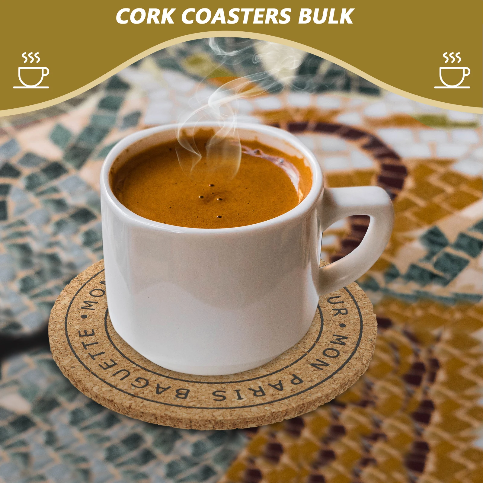 

10Pcs Cork Coasters for Drinks Non Slip Heat Resistant Cup Pads Vintage Eiffel Tower Home Office Decor Cork Coasters for Drinks