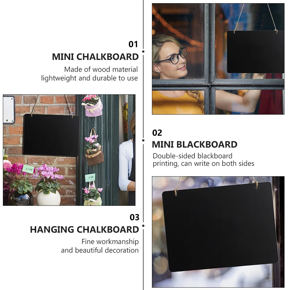 2 قطعة علامة السبورة الخشبية سبورة صغيرة معلقة مع الحبل لتزيين نافذة الحائط رسالة رسم استخدام الرسوم المتحركة #1