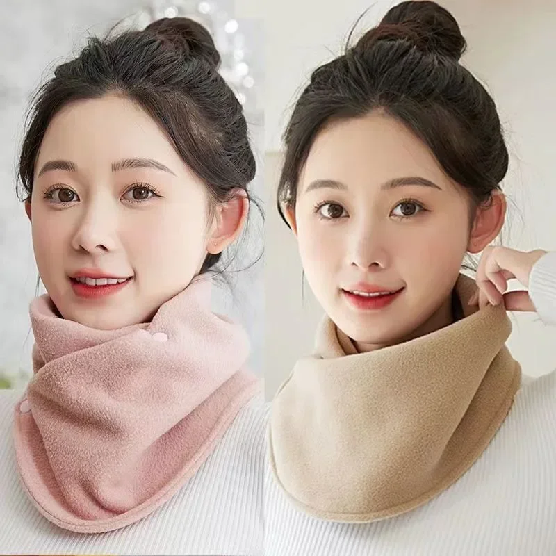 Winter Fleece Neck Scarf Thickened Warmth Autumn Neck Sleeve Scarf for Women\'s Scarves Plush Double Layer Neckerchief Scarf Ring