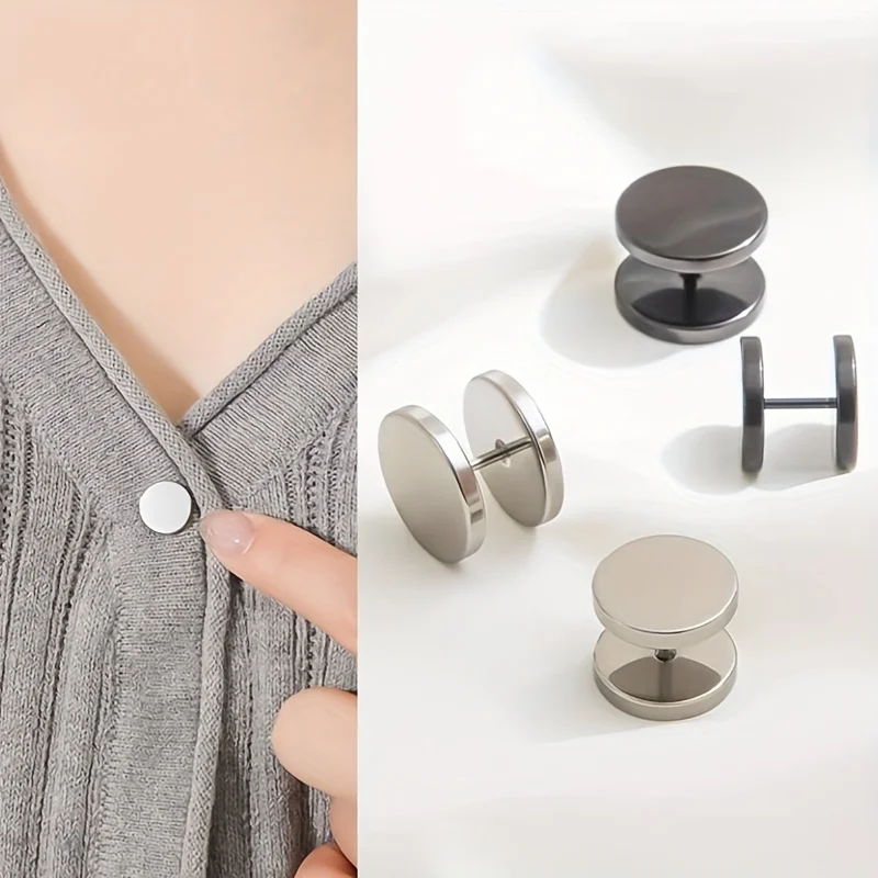 4pcs Seamless Spiral Buckle Clip Detachable Metal Cuff Fastener for Fashion Decorative Buttons on Sweaters Collars Clothing Clip