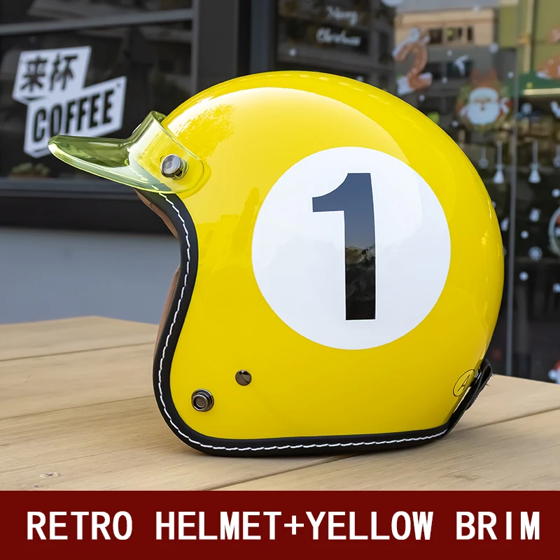 2026 New Retro Helmet Three-Quarters Yellow Helmet with Brim Cruise Pedal Motorcycle Helmet Bicycle Helmet