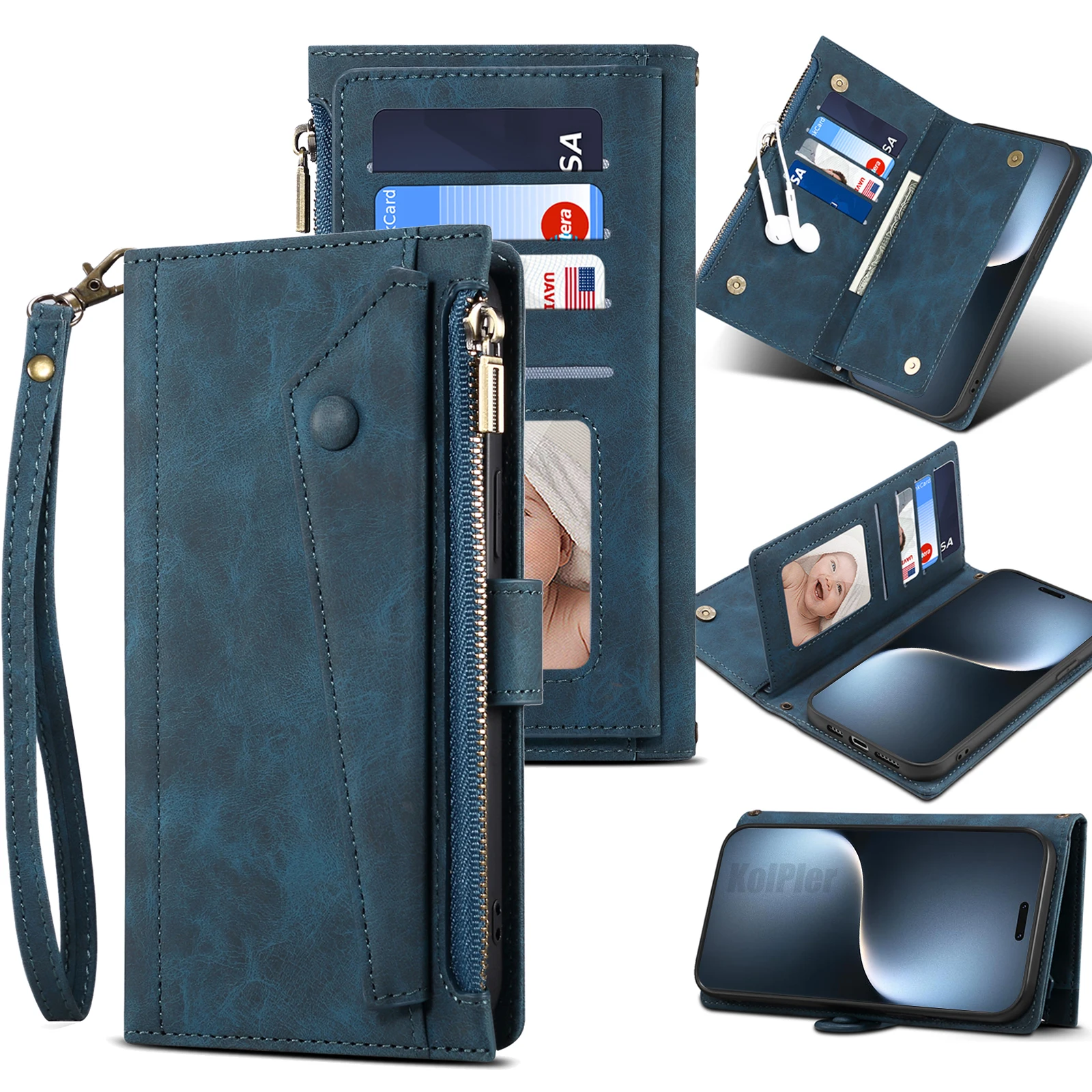 New 9 Cards Zipper Flip Leather Case For HONOR MAGIC 7 PRO / MAGIC7  Wallet Book Mobile Phone Case Free Rope for MAGIC7PRO Capa