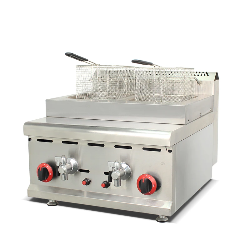 2023 stainless steel high quality commercial counter double tank gas fryer