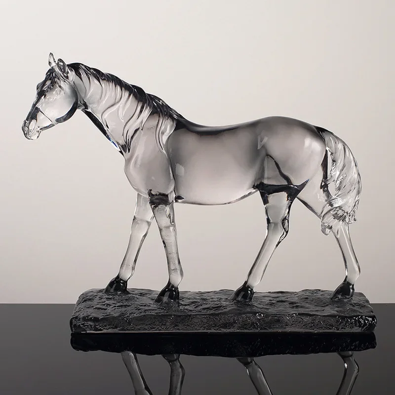 Resin Handicraft Artificial Animal Sculpture Clear Horse Fine Horse Transparent Figurine Decorative Figurines Home Decoration