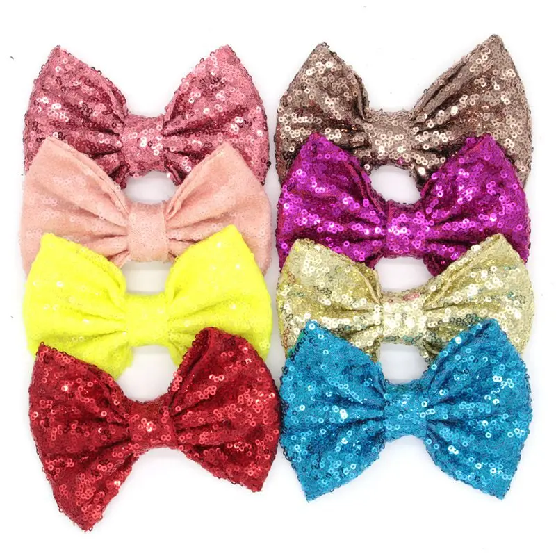 5-inch children's embroidered bow sequin baby headpiece European and American new bow without clip hair accessory