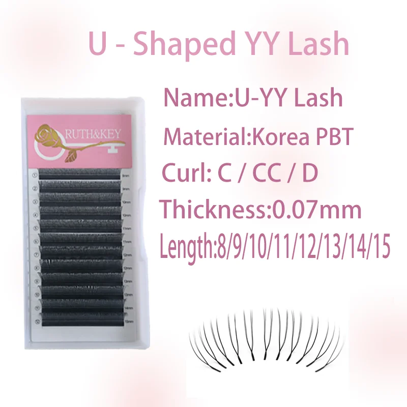 0.07 C/CC/D U YY Lashes Natural Soft U Shaped YY Eyelashes Diyday Korean PBT Fibers Fake Cilia U Lash Shape For  Makeup Women