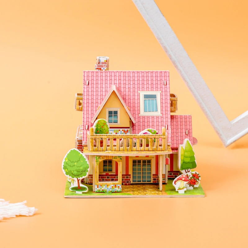 3D Puzzle Handmade DIY House Model Puzzle Children Boys and Girls Toys Paper Jigsaw Puzzle  Baby Toys Christmas Gift