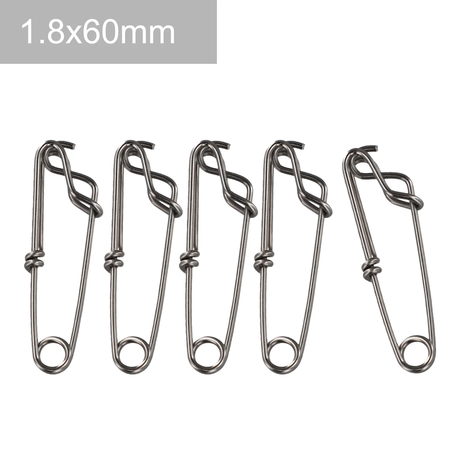 5Pcs Long Line Clips Snap Branch Clips Connectors Long Longline Silver Stainless Steel 1.8*60mm 2.0*80mm 2.6*100mm