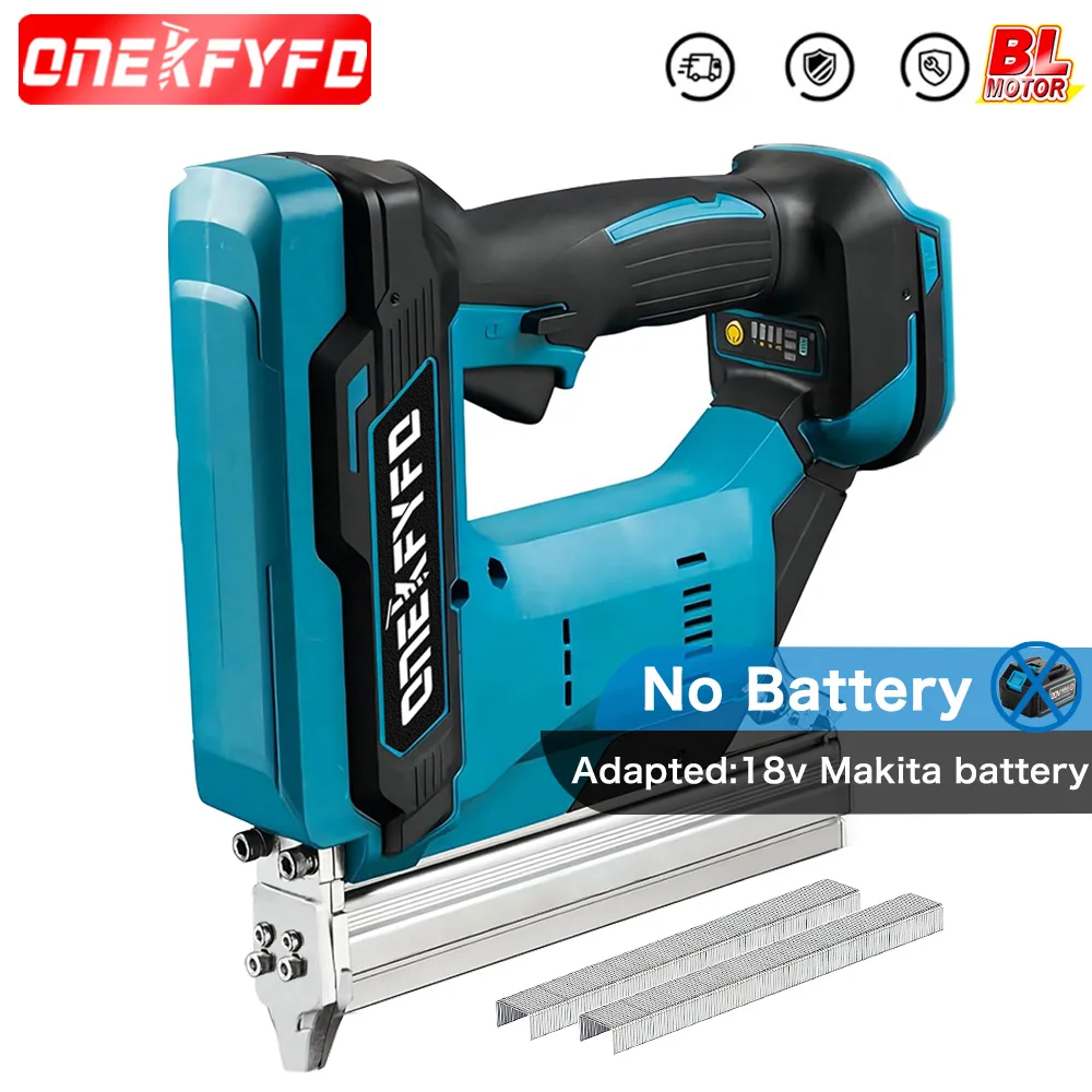 Brushless Rechargeable 1022J Electric concrete Nail Gun Stapler Nailer Woodworking Lithium + 1set Nail For Makita (NO Battery)