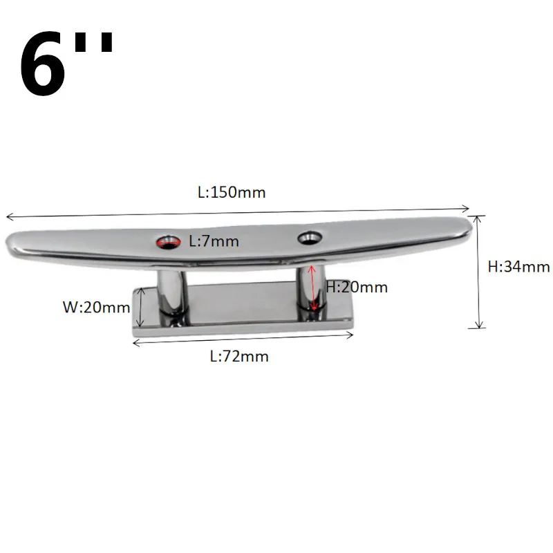 316 สแตนเลสสตีลเรือCleat Low Flat Cleat 4 นิ้ว 5 นิ้ว 6 นิ้ว 8 นิ้วขัดพื้นผิวCombo Mooring cleatsสำหรับเรืออุปกรณ์เสริม