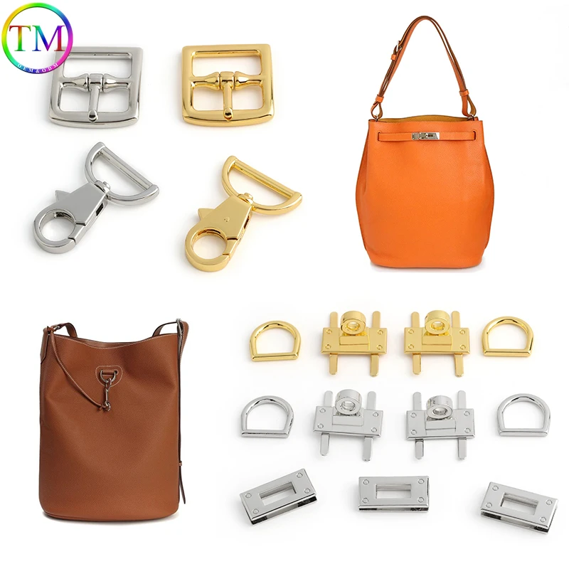 1/5Sets Classic Bag Metal Buckle Set Twist Lock For Backpack Pin Buckle Clasp Handbag Decorative Lock DIY Repair Accessories