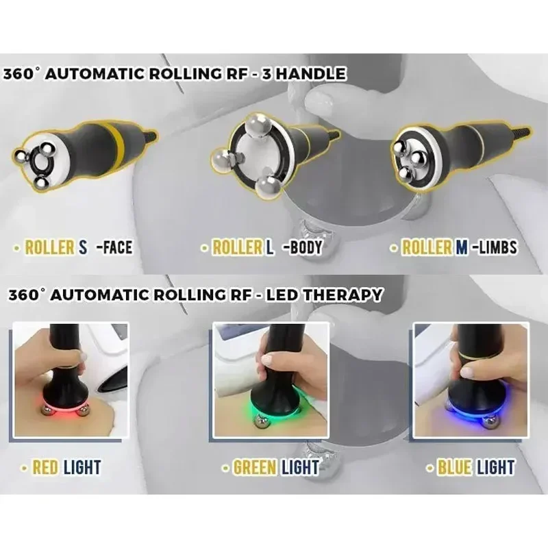 3 In 1 360 Degree Rotation Roller LED Light Radio Frequency Slimming Massage Face Lifting Anti Aging Machine