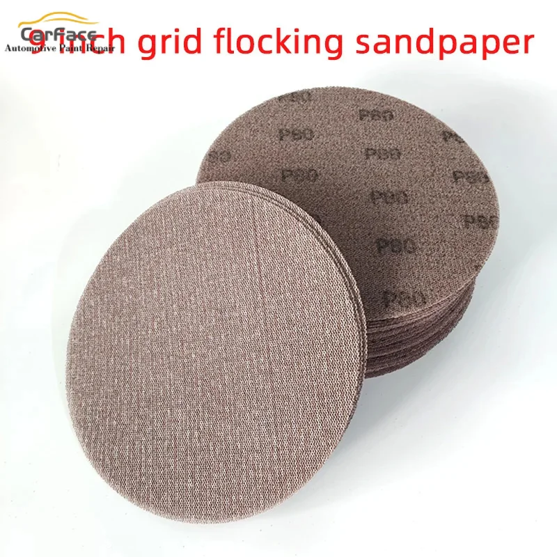 10 Pcs 9 Inch Mesh Sandpaper 225mm Wall Sander Flocking Round Dry Sandpaper Long Rod Sander Grinding Putty Powder Sand Skin