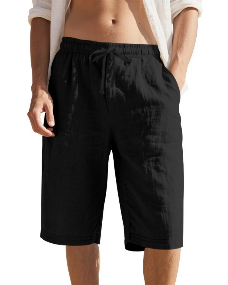 

Men Shorts for Men Cotton Linen Casual Breathable Beach Shorts Men's Short Sweatpants Vacation Gym Basketball