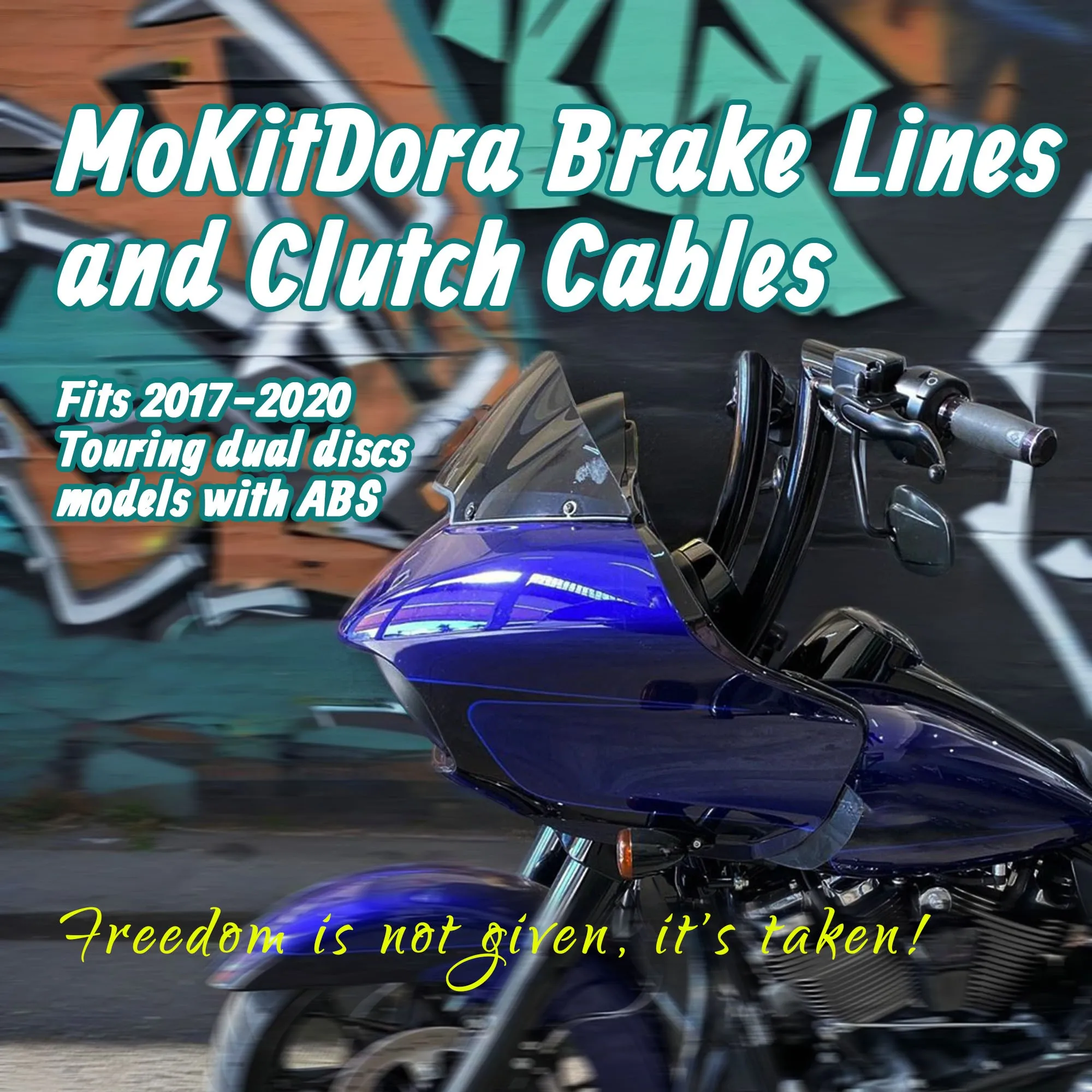 14 "-16" مجموعة كابل المقود خطوط الفرامل وكابلات القابض لـ Harley 2017-2020 Touring Road King Electra Street Glide مع ABS