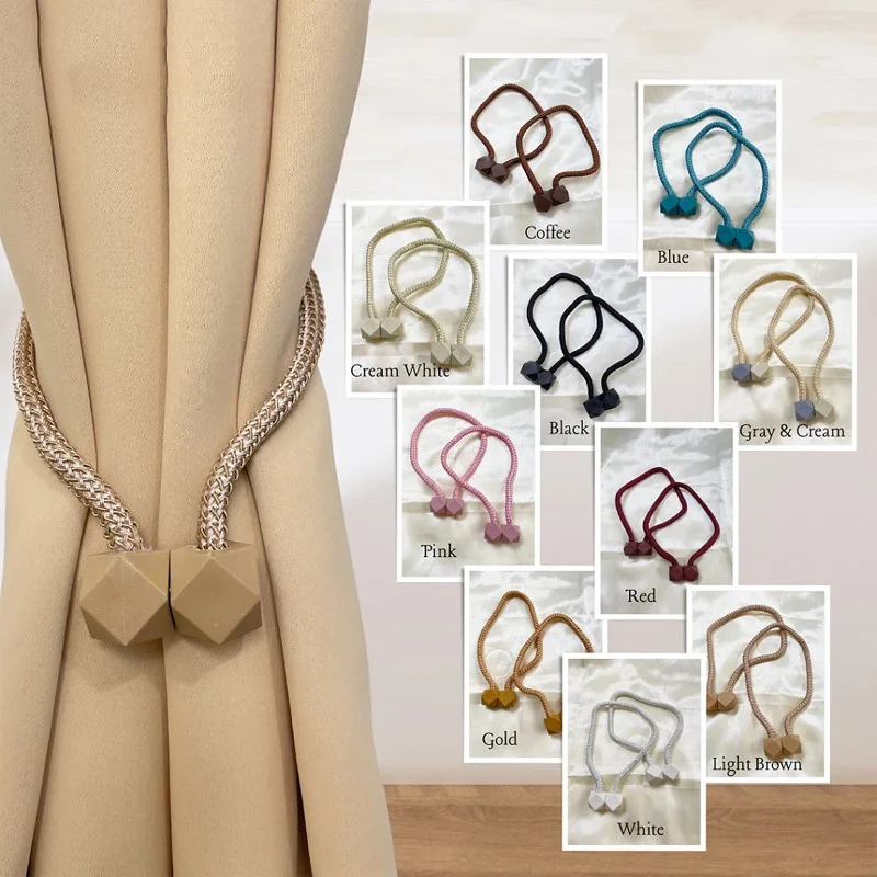 1pcs Rhombus Magnetic Curtain Tiebacks Curtain Holders Strong Magnet Multiple Colors Curtain Rope Ties for Living Bedroom Decor