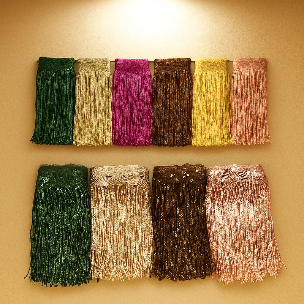 

20cm 1-5Yards Sequins Tassel Fringes for Latin Dance Dress Sewing Lace Trim Ribbon Clothes Decorative Trimming DIY Accessories