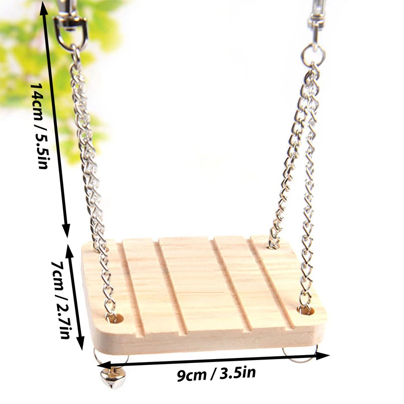 1Pcs Pet Toy Hamster Toy Bell Swing Hammock Wooden Small Pet Parrot Platform Suspended Wooden Suspension Bridge D9068