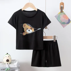 2-piece Summer Children's Short-sleeved Shorts For Boys And Girls Casual Joker Cute Bear Top Comfortable Joker Multicolor Shorts