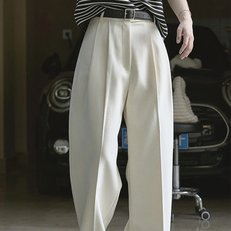 Autumn and winter women\'s casual solid color high waist loose wide leg pants