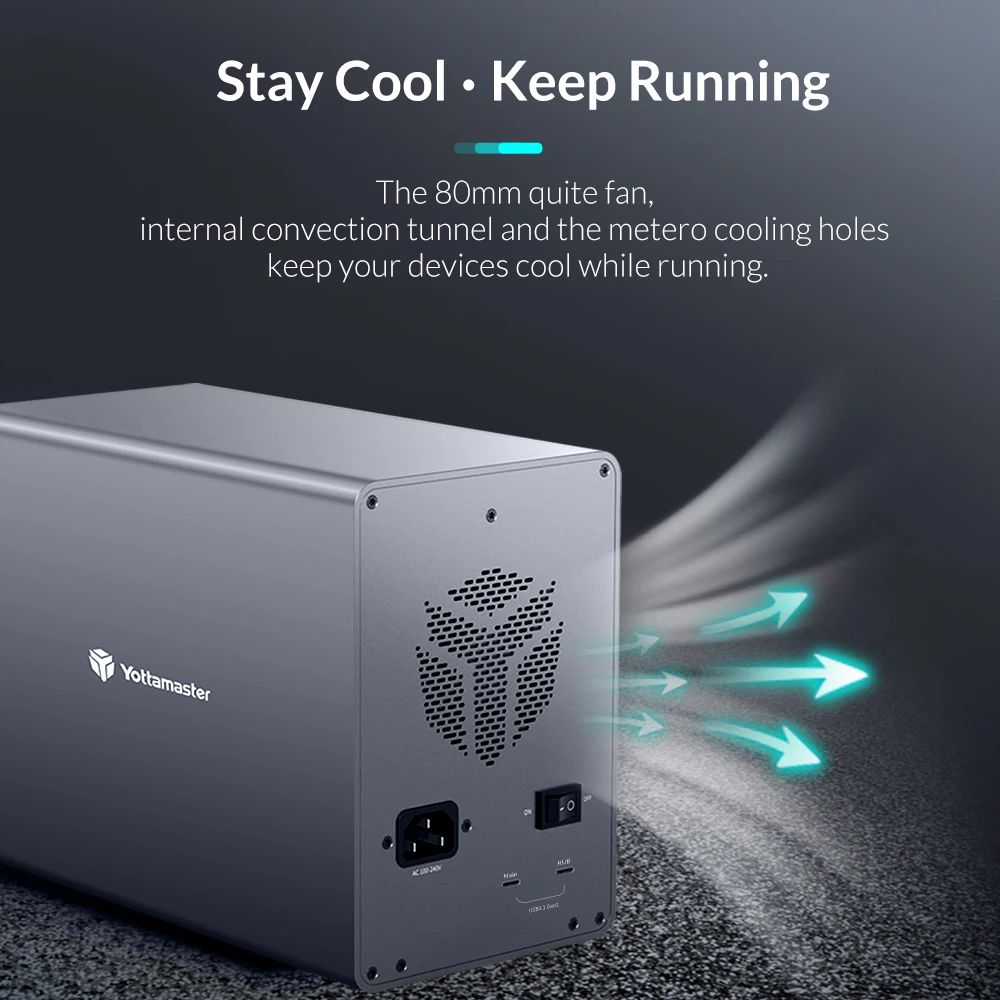 Yottamaster 5 Bay Hard Drive Enclosure Type-C USB3.1 (GEN2) External HDD Enclosure Support 2.5\