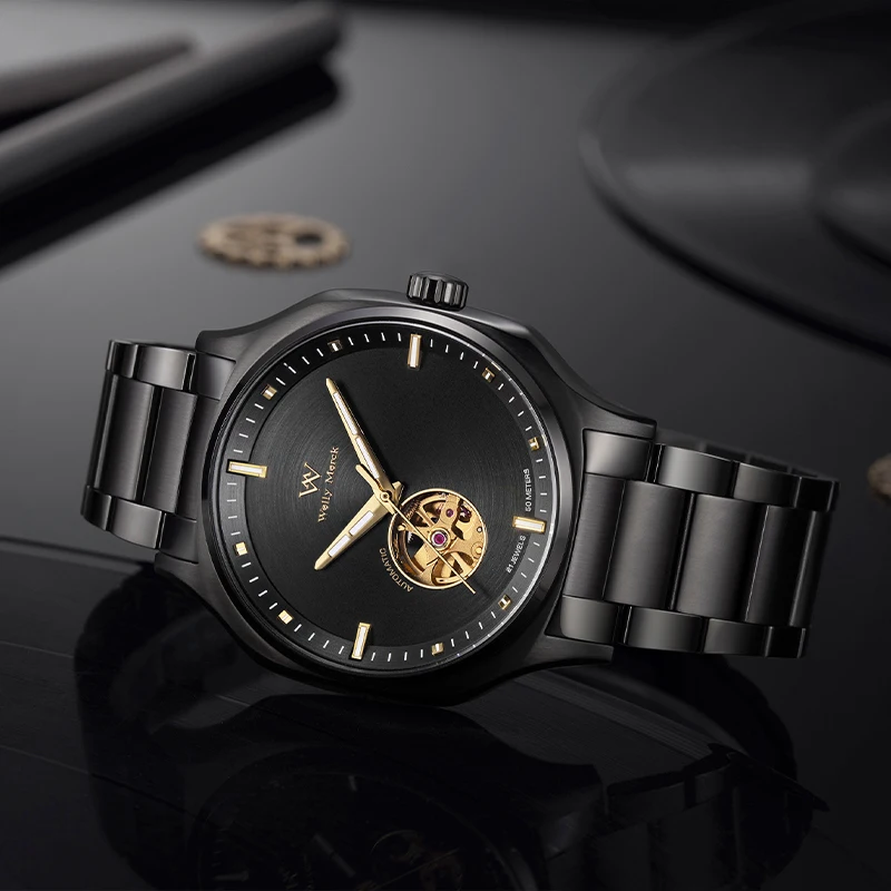 ساعة WM ساعات آلية أوتوماتيكية مقاومة للماء كلاسيكية كاجوال لرجال الأعمال ساعة Welly Merck Watcher WM035M