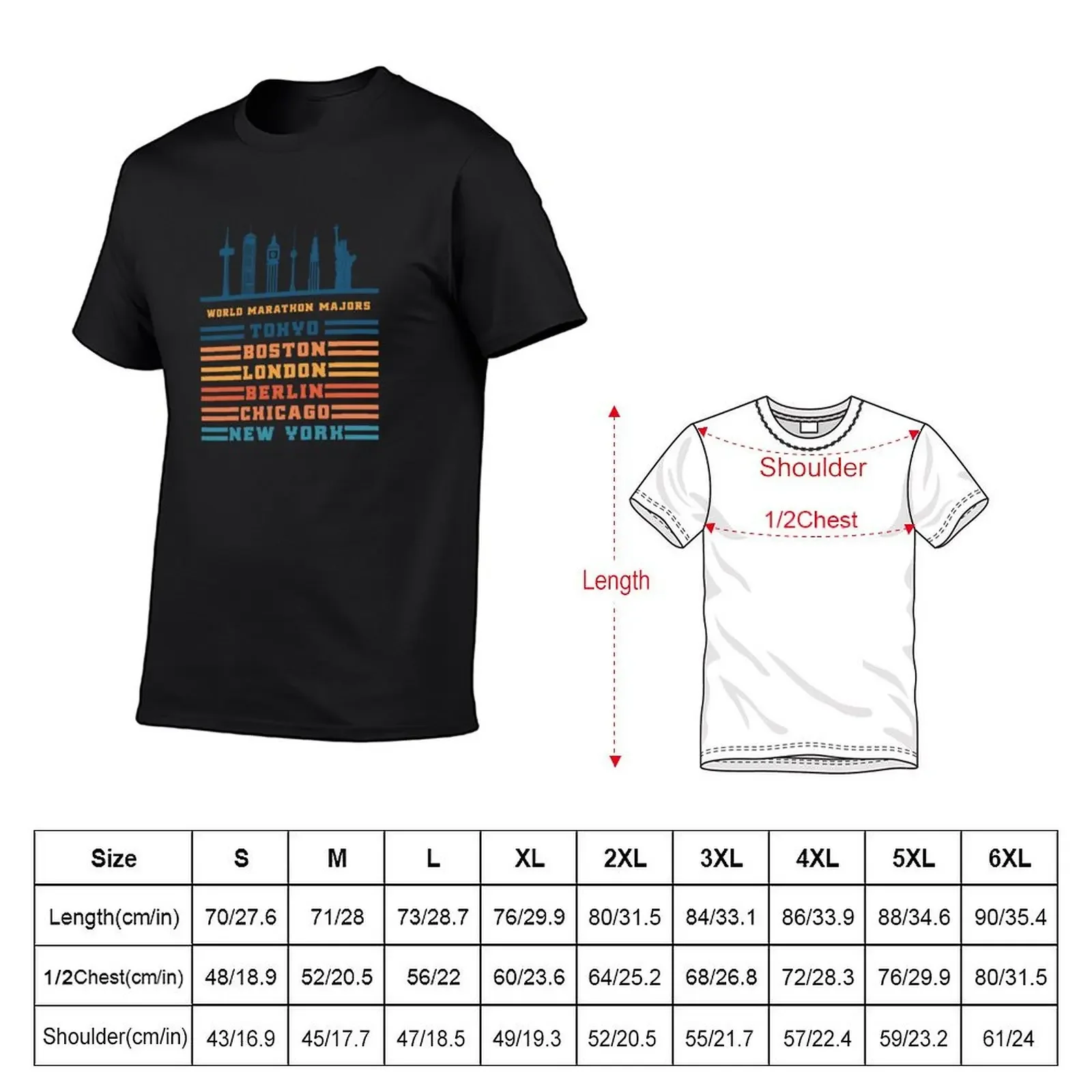 World Marathon Majors Colored T-Shirt custom t shirt graphic tee shirt heavyweights quick-drying mens white t shirts