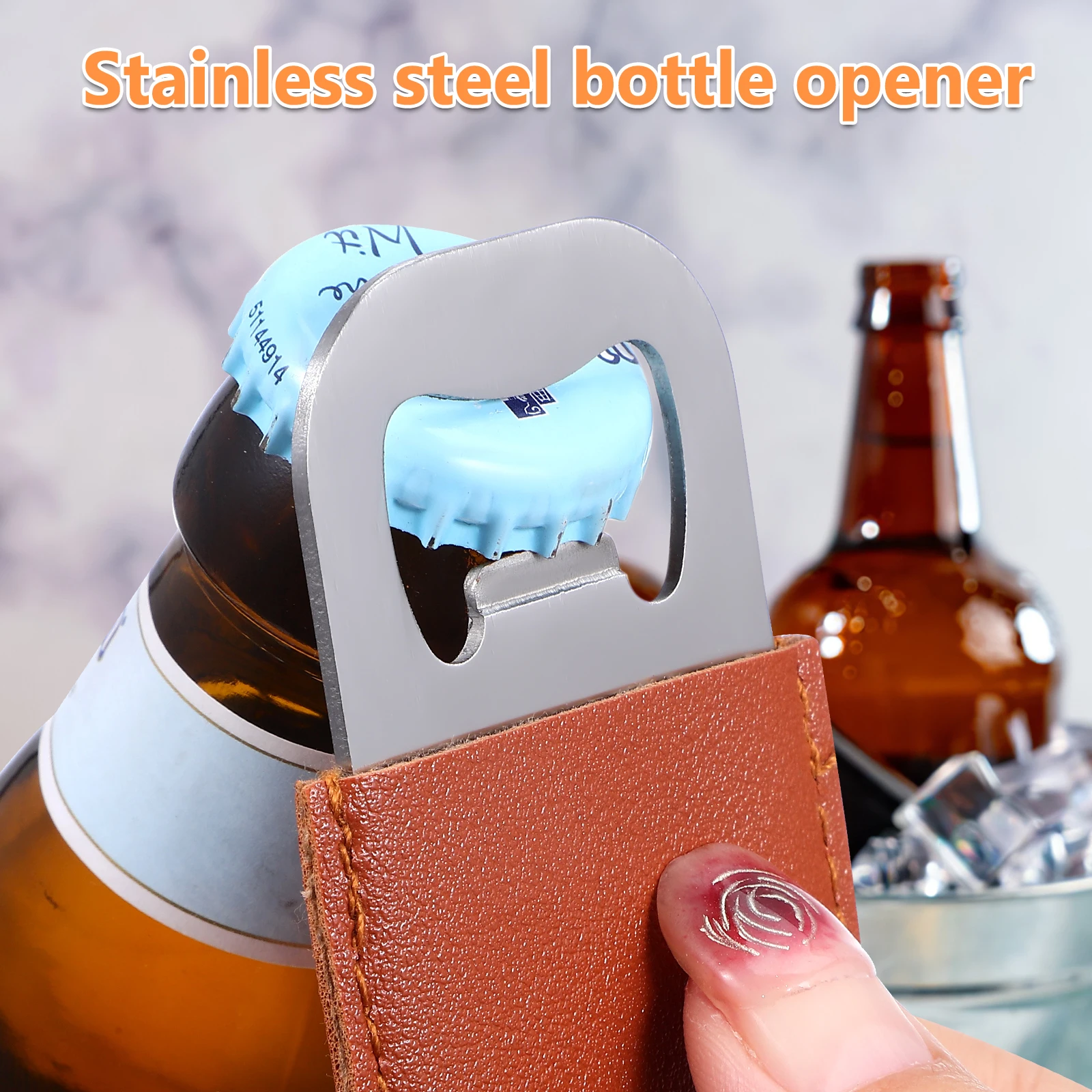 

12 Pcs Steel Opener Keychain Opener Beer Cap Remover Keychain Yellow Large Size Bartender Soda