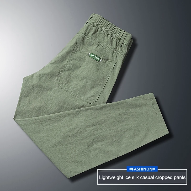 Gerade geschnittene, schnell trocknende, dünne Herren-Frühlings- und Sommer-Freizeithose, modische Slim-Fit-Hose mit elastischem Bund für Herren