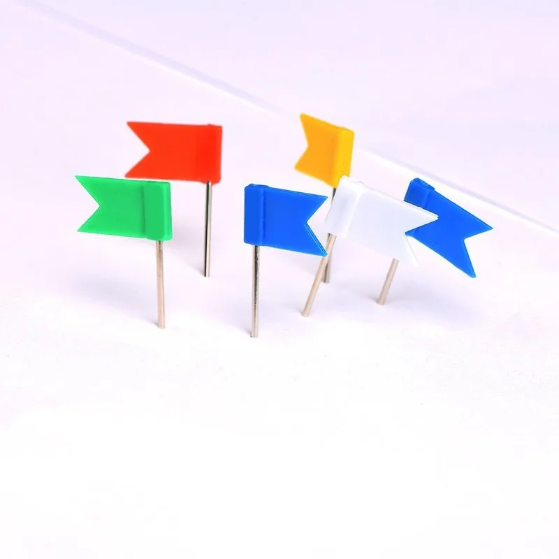 Flag Push Pins 188 pcs, Random Color Flag Design, Lightweight Easy Push, for School Teaching Marking