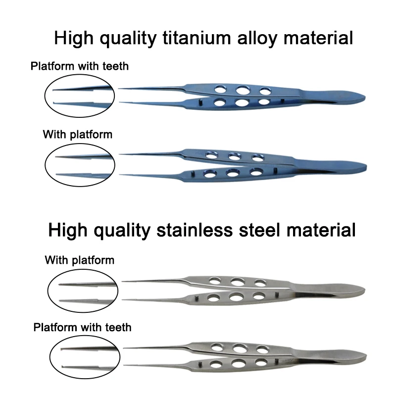 

GREATLH Forceps Ophthalmic Tweezers Toothed Toothless Eyelid Micro Forceps 6mm Head Ophthalmic Surgery Instrument Autoclavable