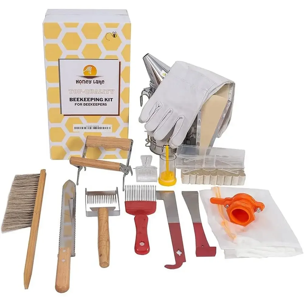 Beehive Kit Beekeeping Supplies Bee Boxes Frames Tool Set Smoker Gloves Veil Uncapping Tools 360° Brim Hat High Quality Cedar