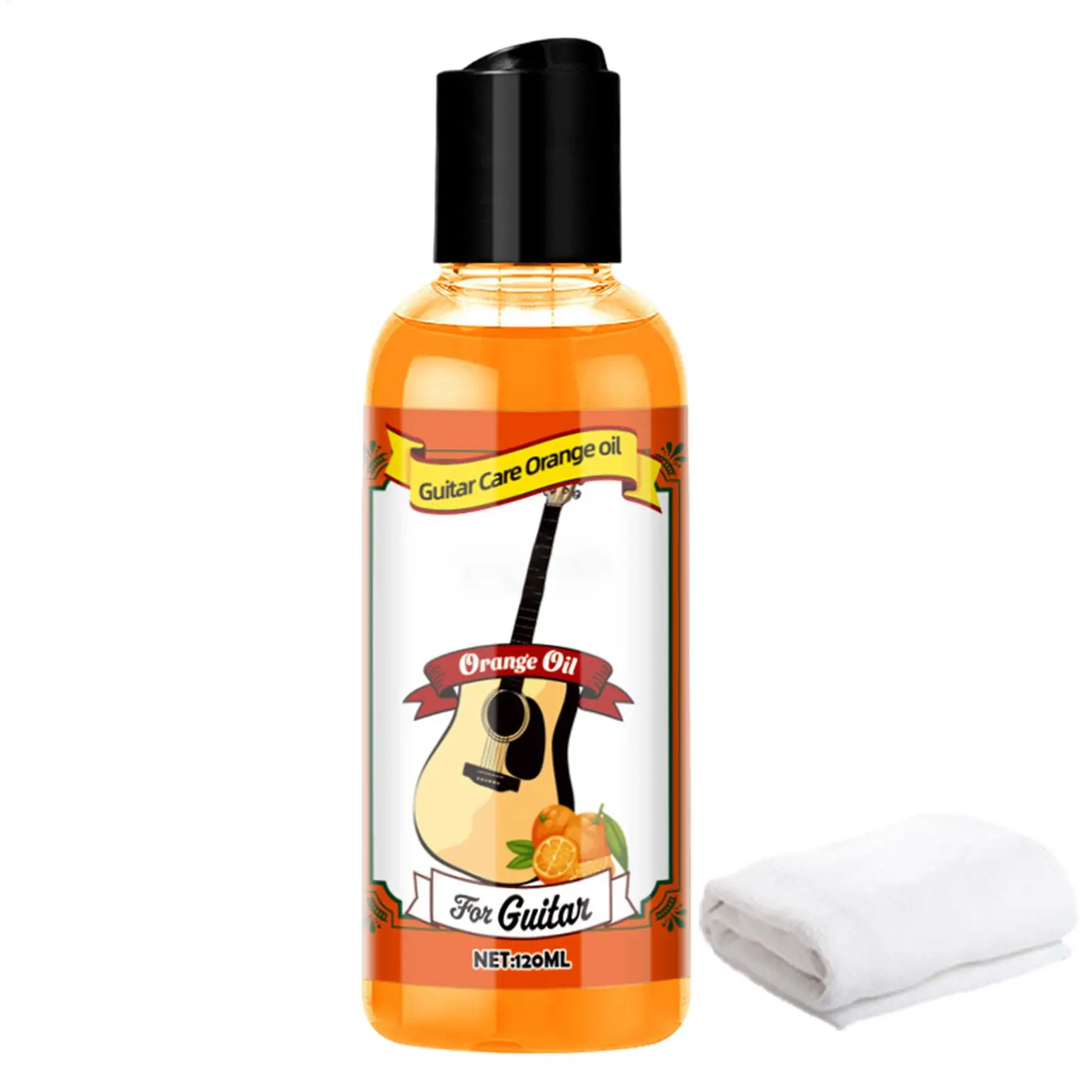 120ml Fretboard Cleaner Guitar Care Cleaner Polishing Oil Portable Guitar Care Orange Oil With Cleaning Cloth Guitar Accessories