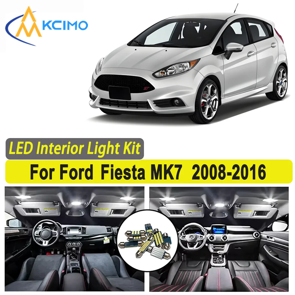 

Kcimo LED For Ford Fiesta MK7 2008 2009 2010 2011 2012 2013 2014 2015 2016 Premium Bright LED Interior Dome Map Trunk Light Kit