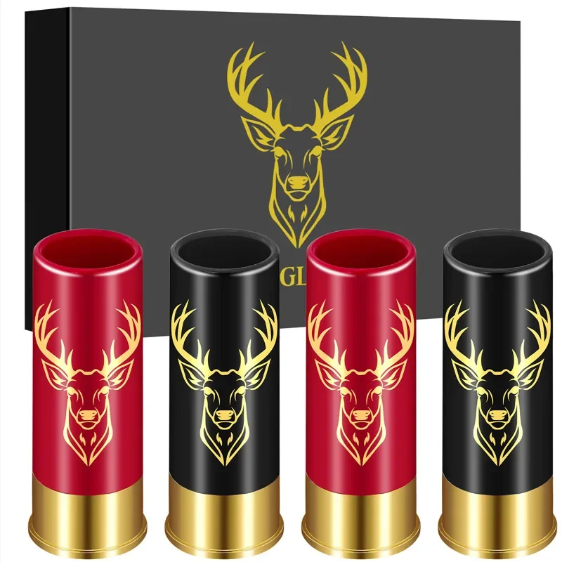 

12GA Suit Small Bullet Shot Cups Elk Design Plastic Shot Glasses for Club Restaurant Wedding Party Drinkware Barware Gift Set