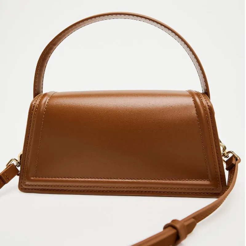 Vintage Leather Crossbody Bags for Women 2024 New Designer Female Small Flap Shoulder Bag Armpit Handbags and Purses