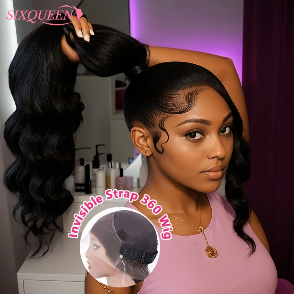 HD 360 Full Lace Wig with Invisible Strap Human Hair 250% Density Body Wave Lace Front Wig HD 360 Lace Frontal Wig Human Hair
