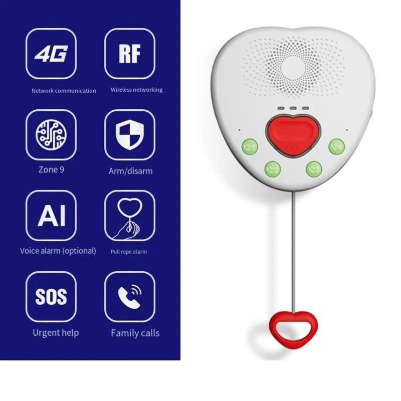 T24C Two-Way AI Voice Elderly Alarm System,Nursing Home Wireless SOS Call Device,Voice Alarm,Stable Signal EU Plug