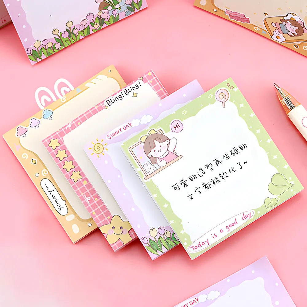 Coreano Funny Girls Sticky Notes autoadesivo carino Kawaii Memo pad Daily Planner Post notepad cancelleria estetica Checklist